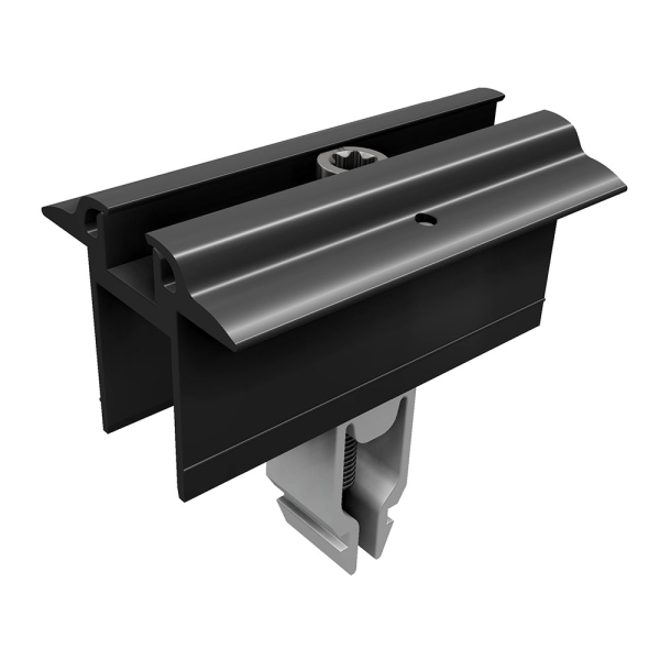 Mittelklemme Vario mit Erdung schwarz eloxiert